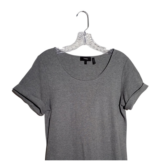 Theory Gray Layered Short Sleeve Cotton Pullover Top Women’s Small - Picture 2 of 6